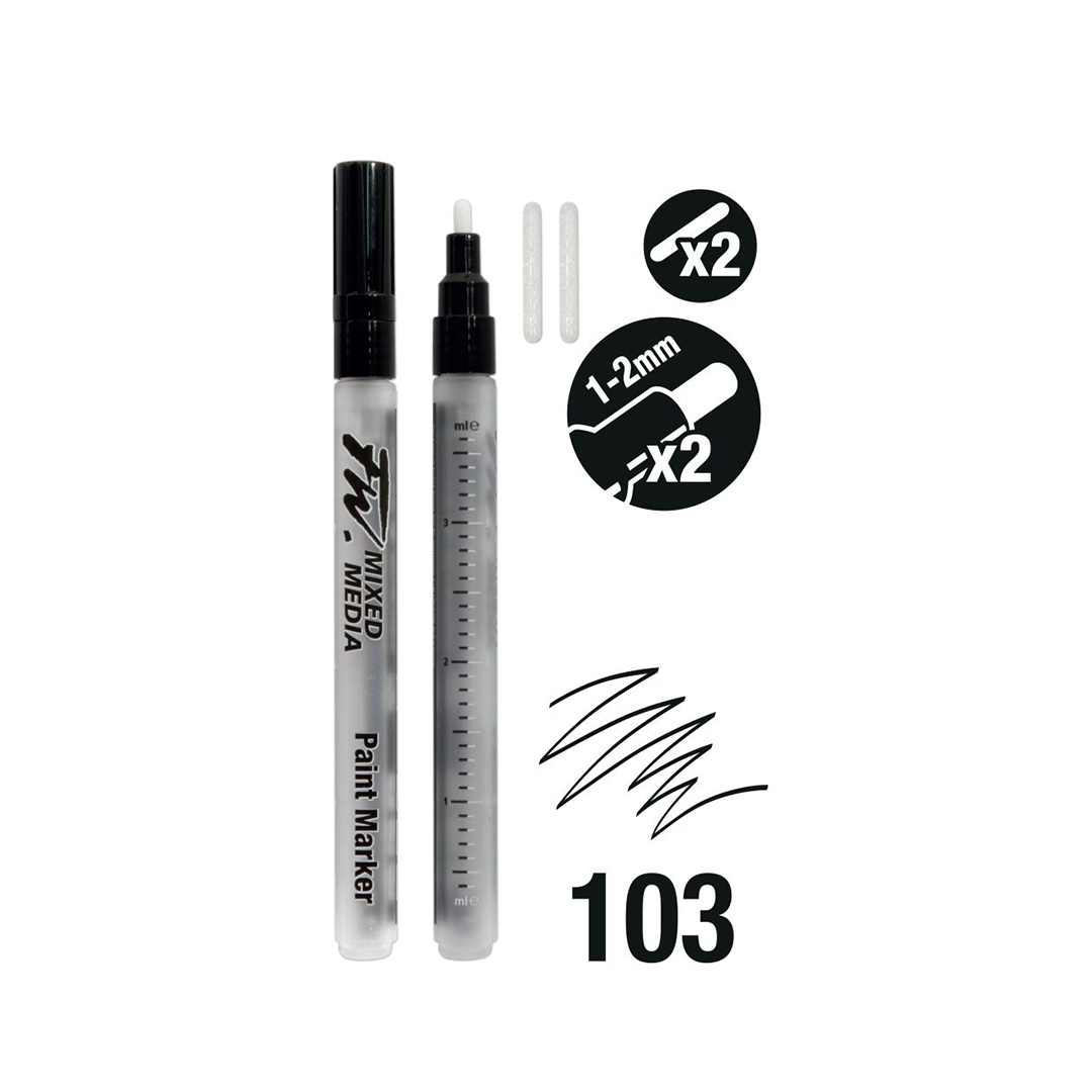 Daler-Rowney FW 103 punjivi markeri s okruglim vrhom 1–2 mm, set 2 komada