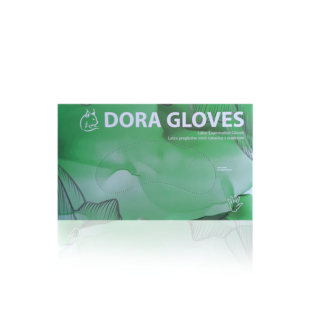 latex rukavice, dora, menta