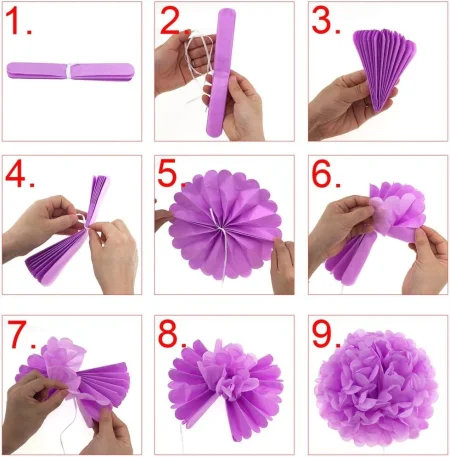 Cvjetni papirnati pomponi 20 cm - Slika 2