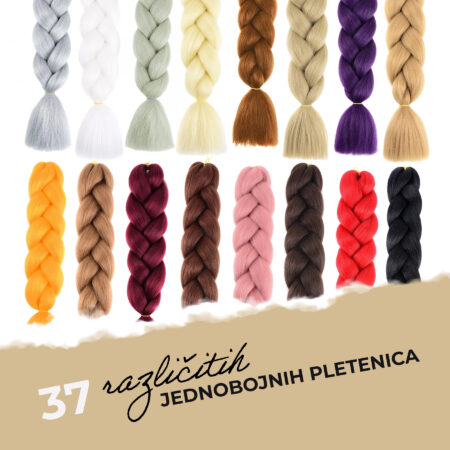 Kanekalon jednobojna pletenica