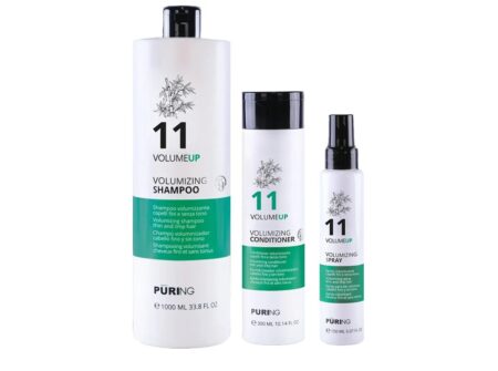 Set za volumen kose Puring VolumeUp – šampon, regenerator i sprej za tanku kosu s ekstraktom bambusa i proteinima riže.