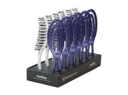 Olivia Garden Holiday Iced kolekcija četki – Silver Snow i Violet Mist u display postavu