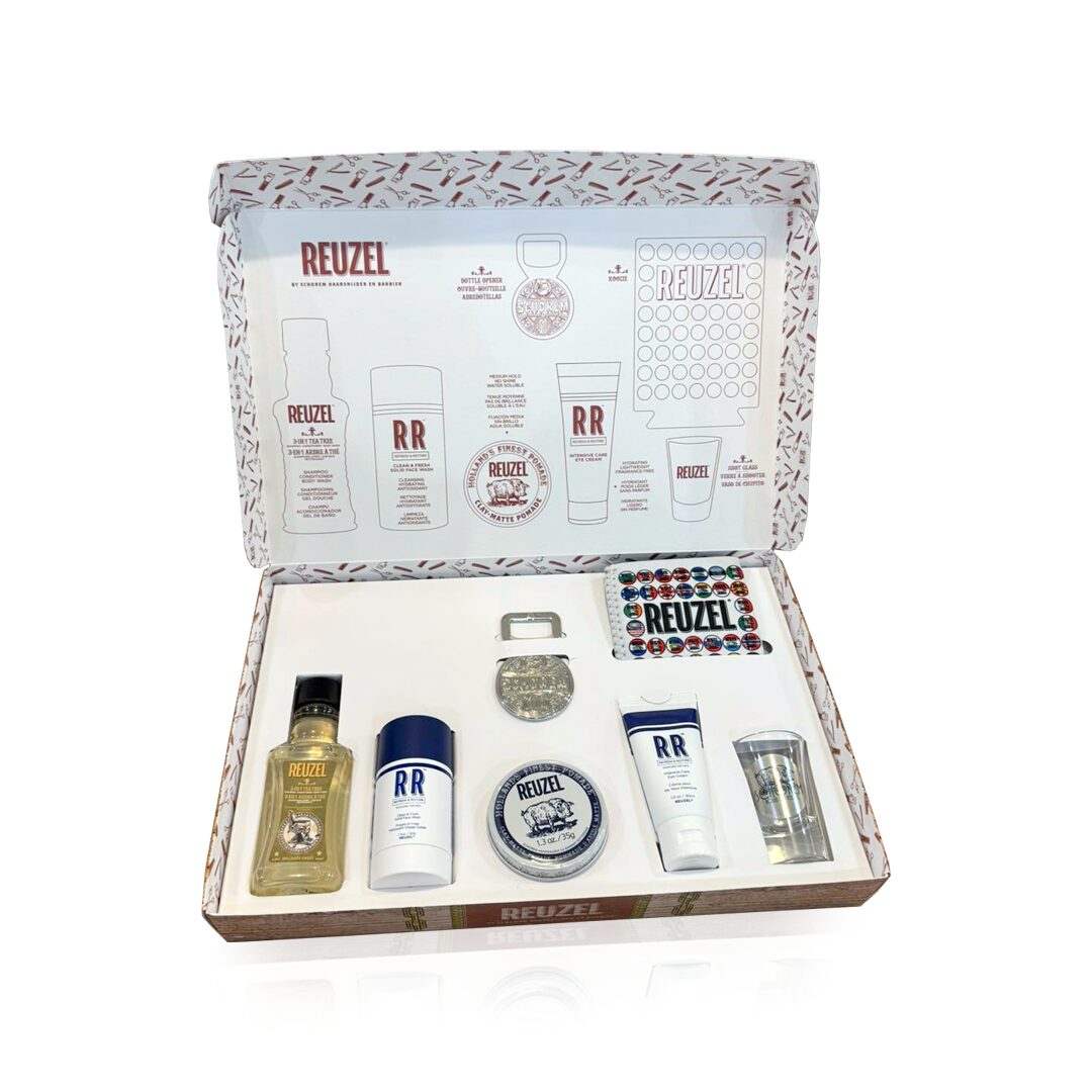 Reuzel Groom Box – sadržaj seta: toaletna voda, šampon, pomada i pokloni