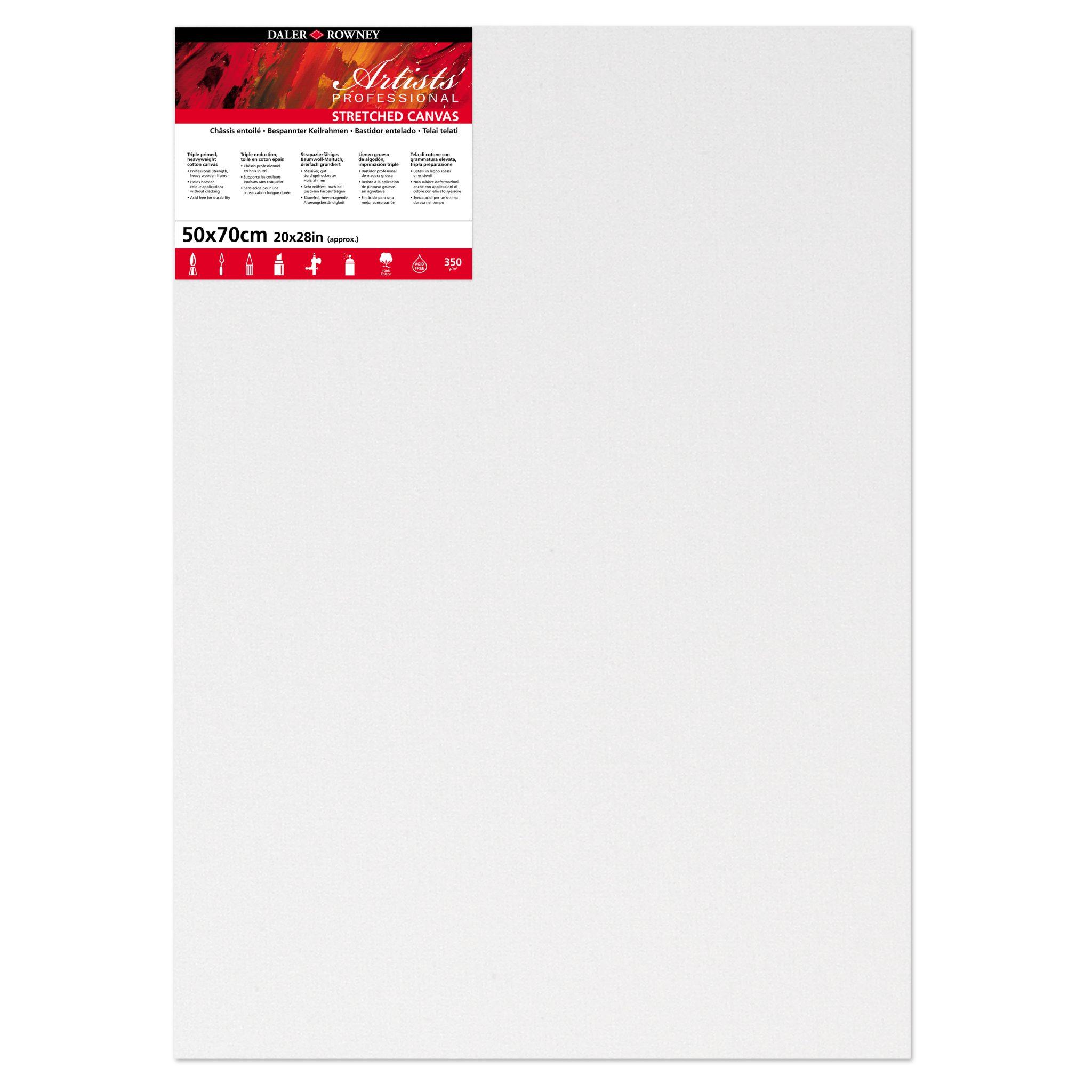 Profesionalno slikarsko platno Daler Rowney Artists' od 100 % pamuka, trostruko preparirano za akrilne i uljane boje.