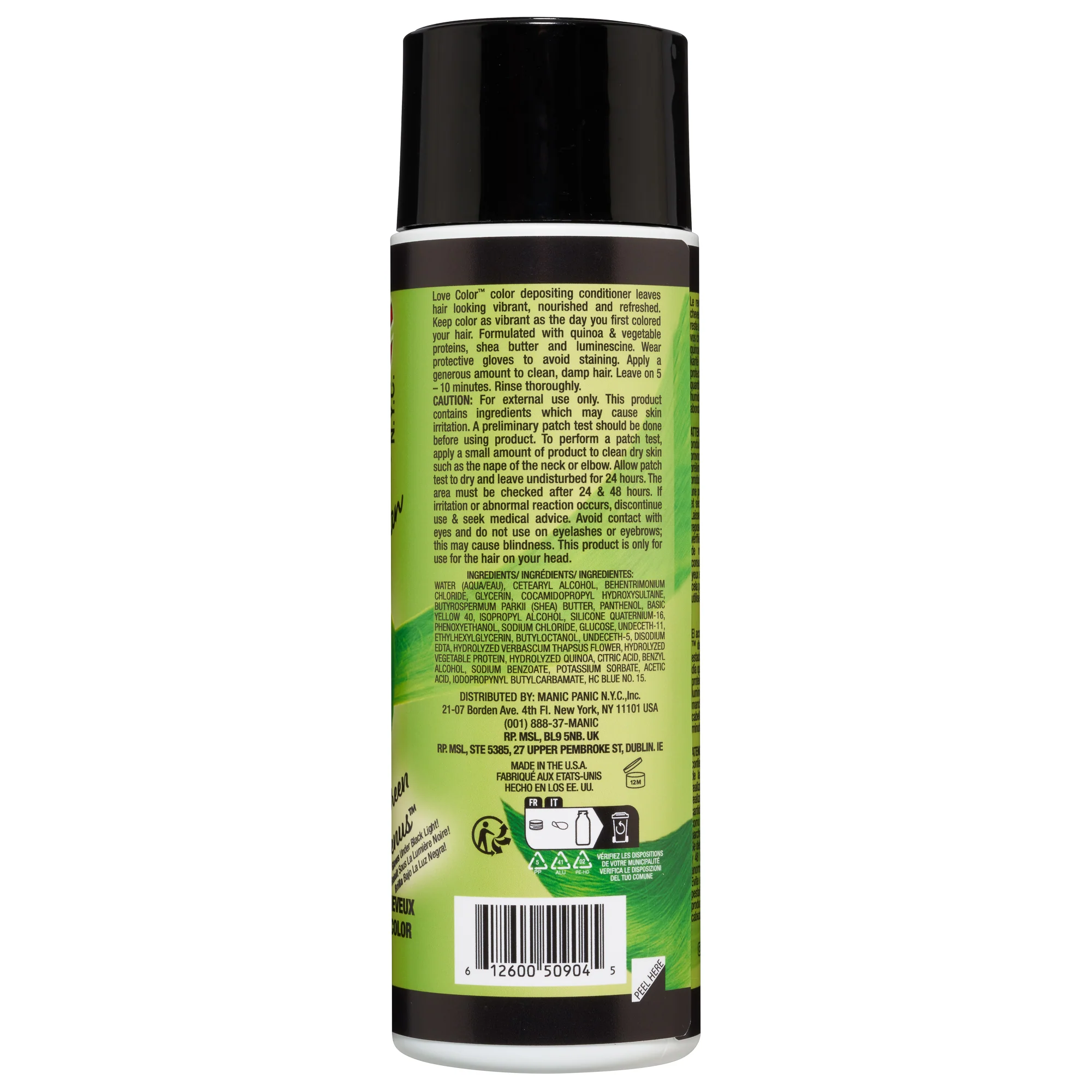Manic Panic Love Color Green Venus regenerator u boji – stražnja etiketa i sastav proizvoda