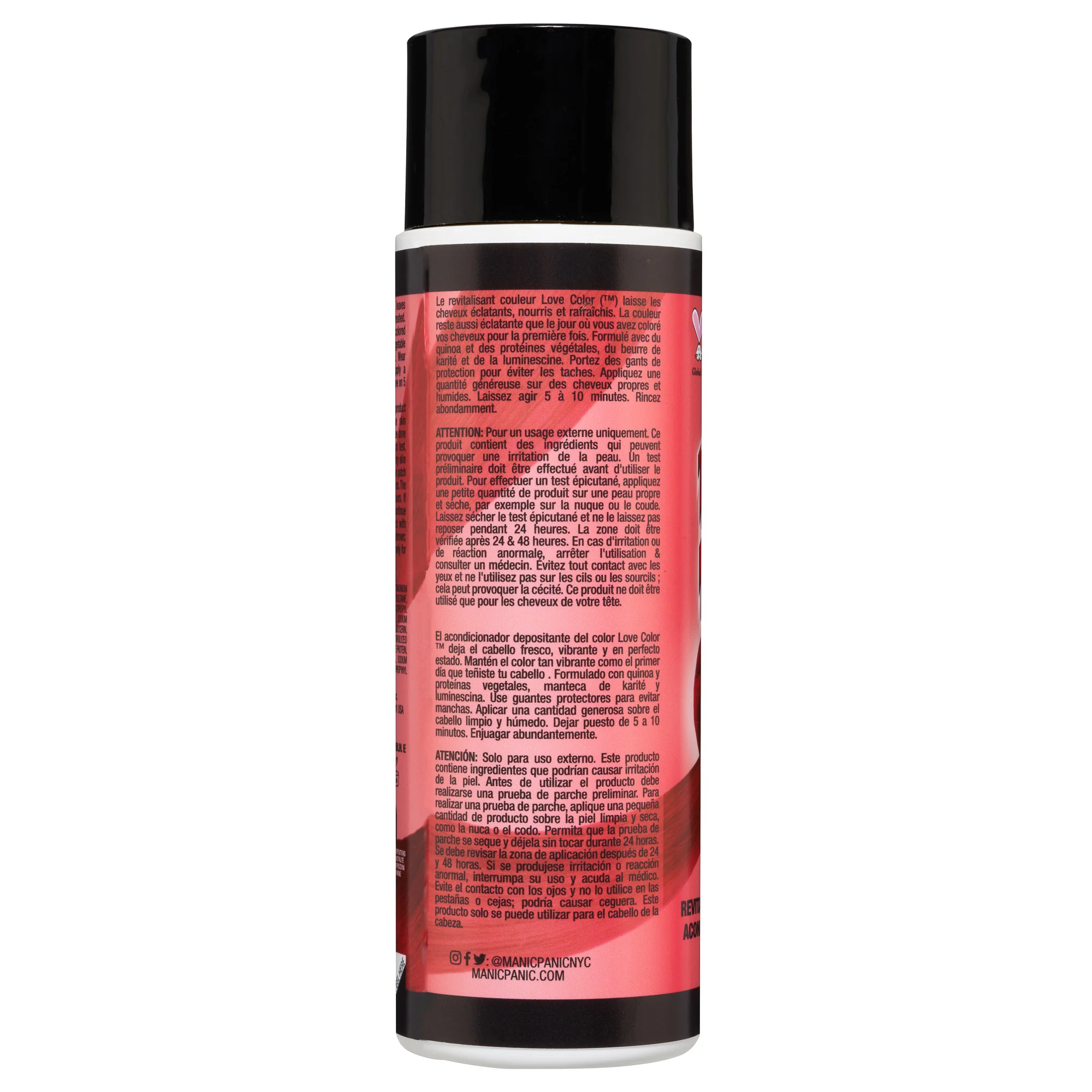 Manic Panic Love Color Red Desire regenerator u boji – stražnja strana s uputama za upotrebu