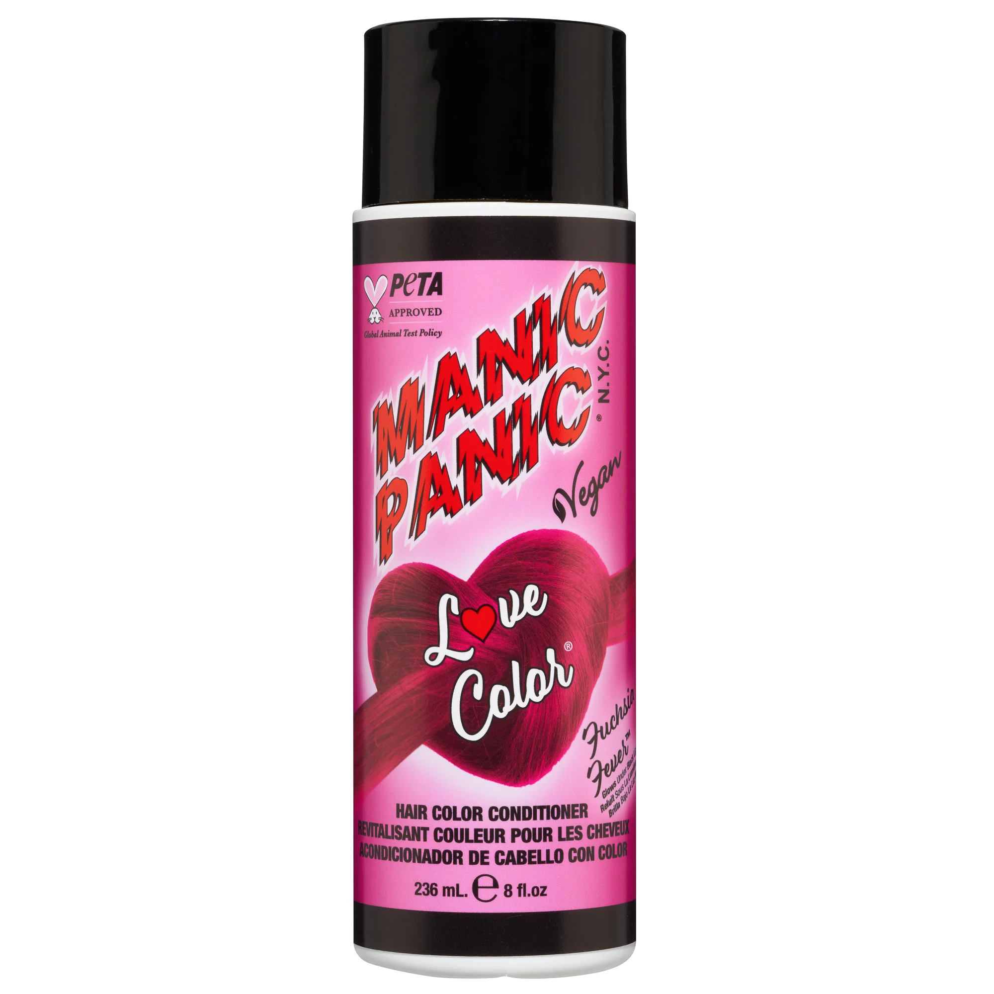 Manic Panic Love Color Fuchsia Fever ružičasti regenerator u boji 236 ml – prednja strana pakiranja