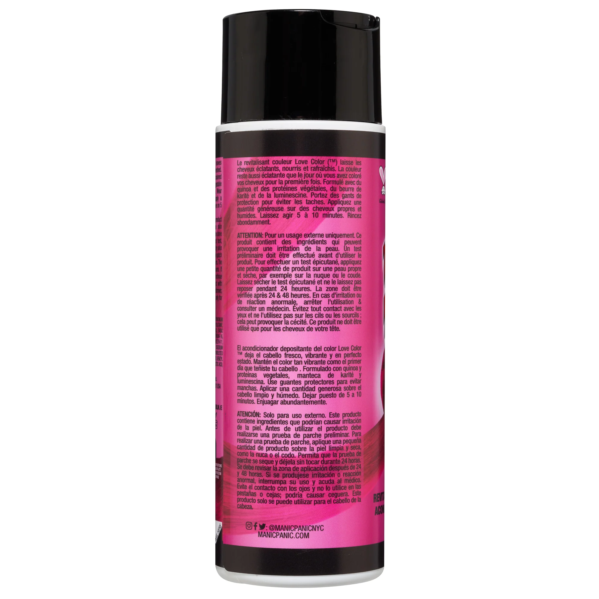 Manic Panic Love Color Fuchsia Fever regenerator u boji – stražnja strana s uputama za uporabu