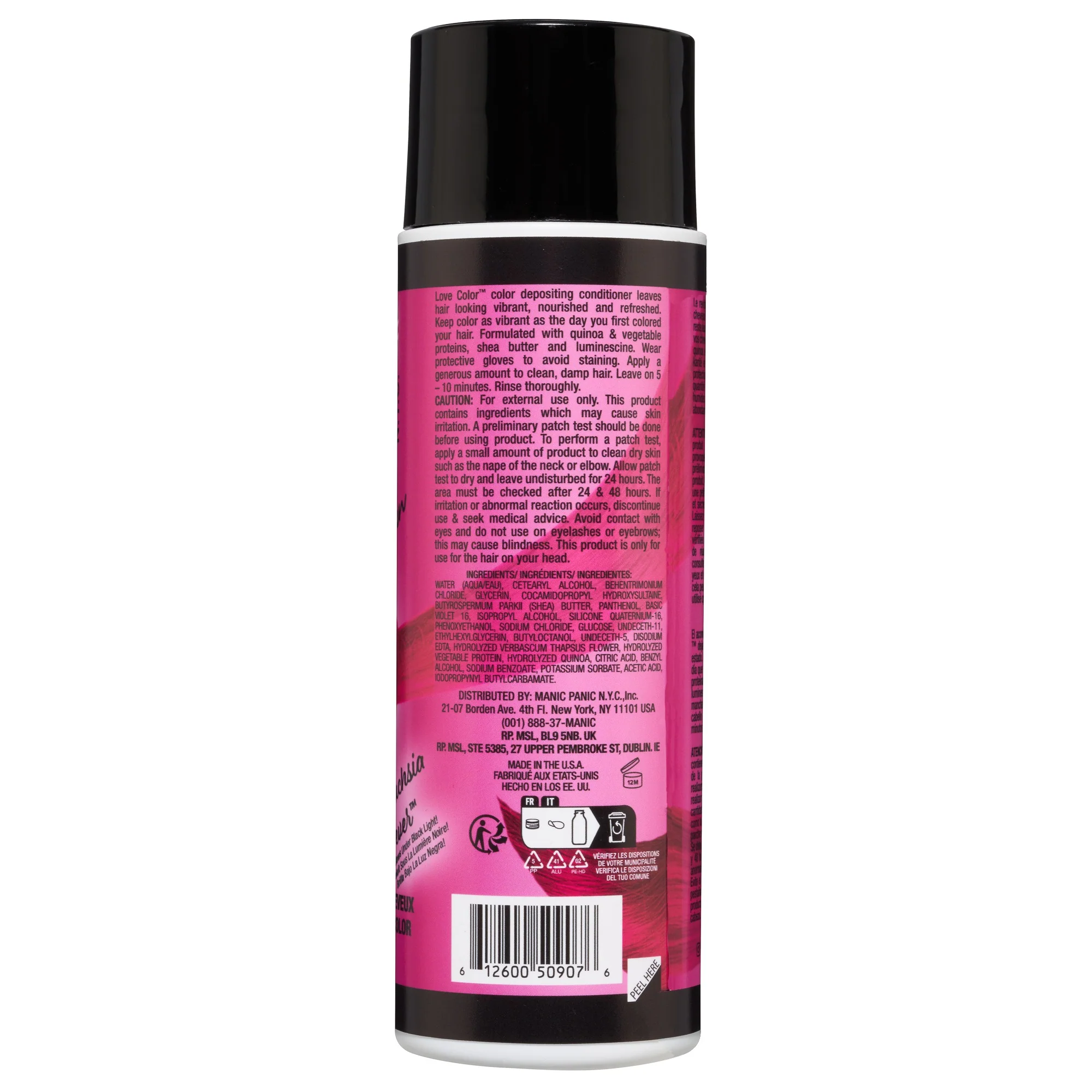 Manic Panic Love Color Fuchsia Fever regenerator u boji – stražnja etiketa i sastav proizvoda