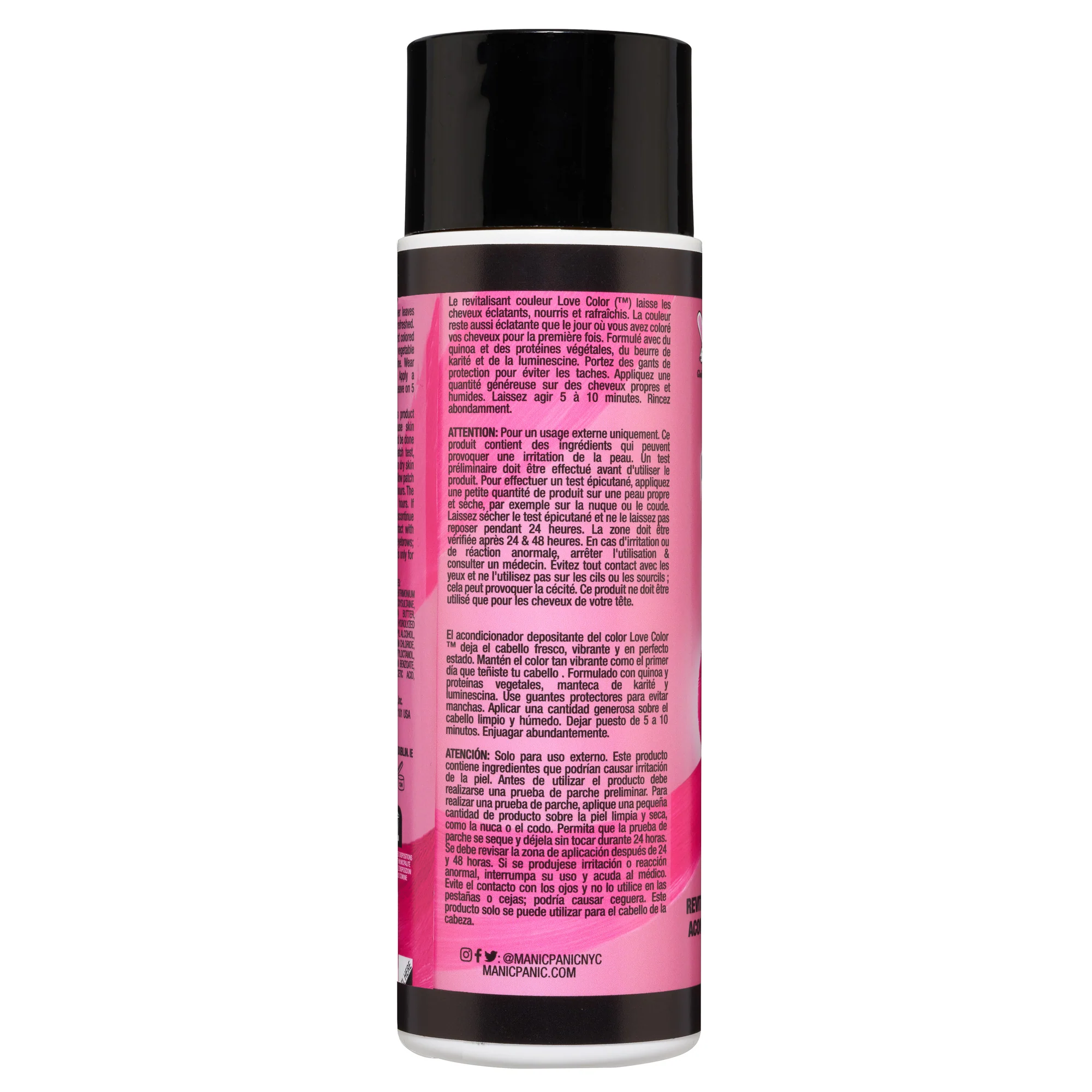 Manic Panic Love Color Pink Passion regenerator u boji – stražnja strana s uputama