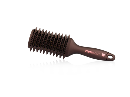 Bočni prikaz četke za kovrčavu kosu Labor Pro Plum Brush s bočnim vodičima za oblikovanje kovrča.