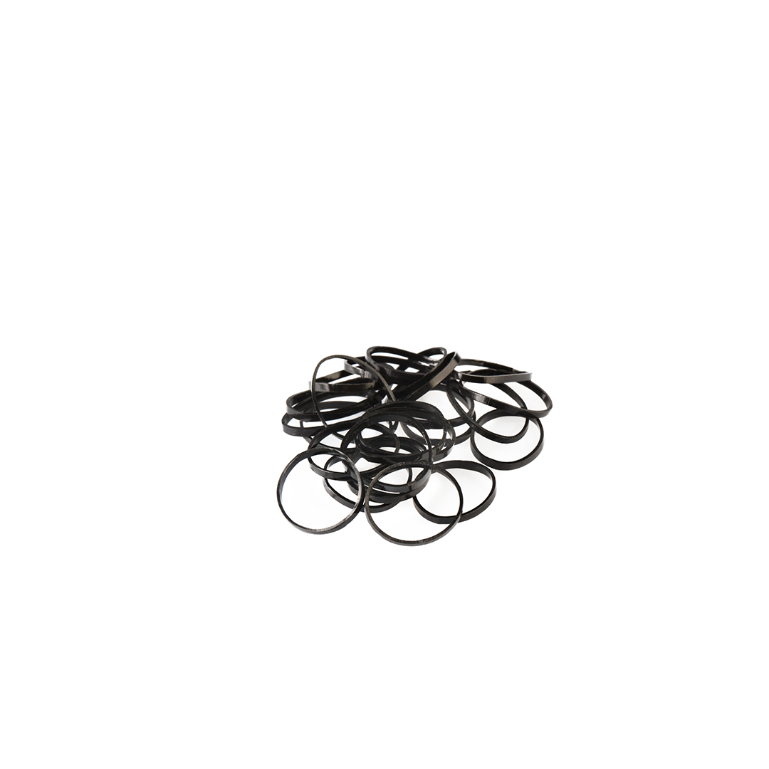 Male crne gumice za kosu Labor Pro promjera 15 mm.