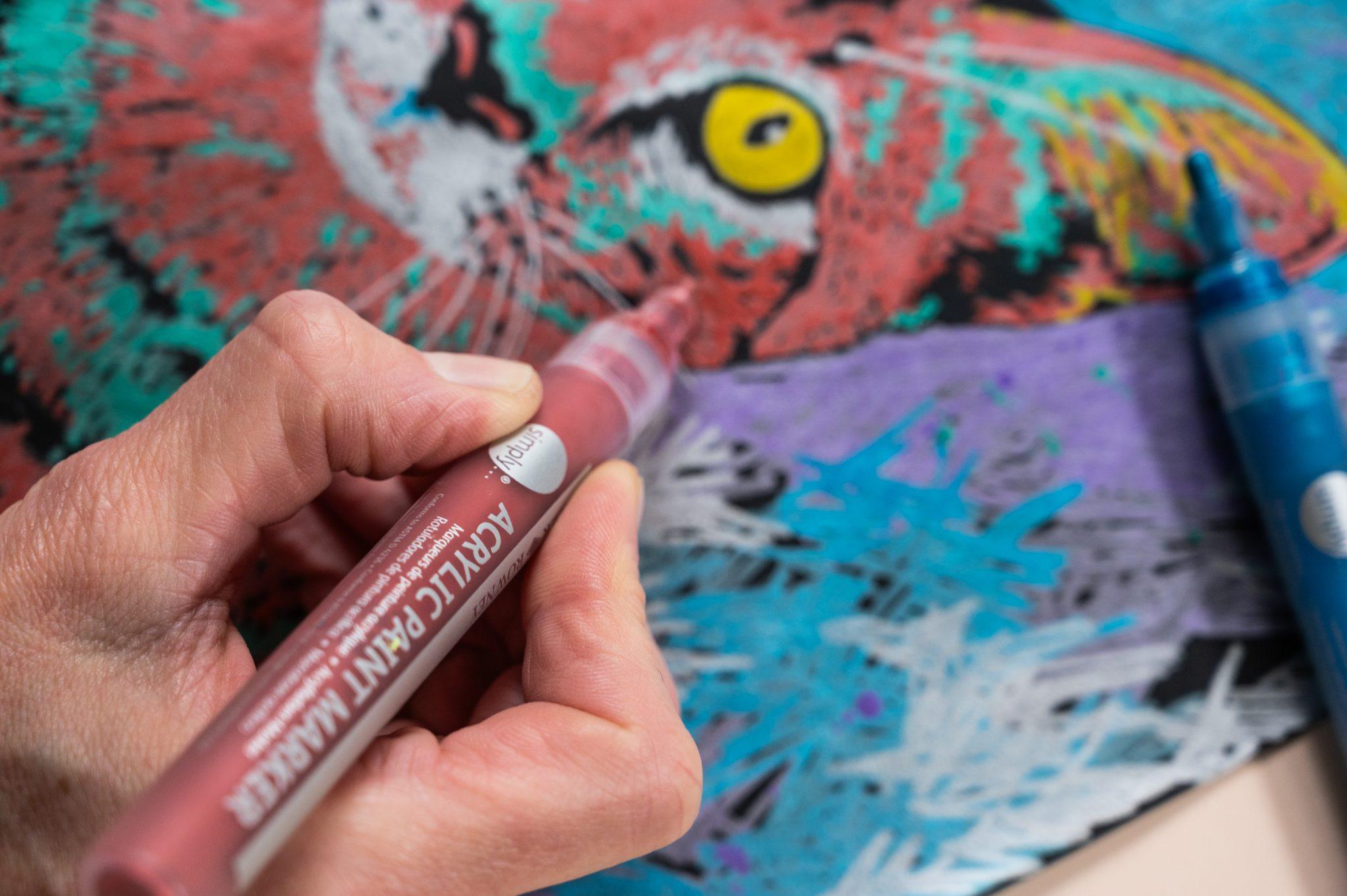 Metalik akrilni marker Daler-Rowney Simply u uporabi na ilustraciji
