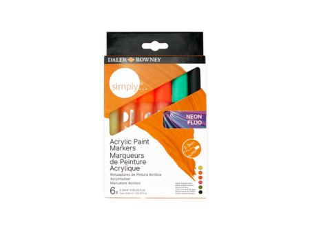 Pakiranje Daler-Rowney Simply Acrylic Paint Markers Neon Fluo, set 6 komada, vrh 2–3 mm