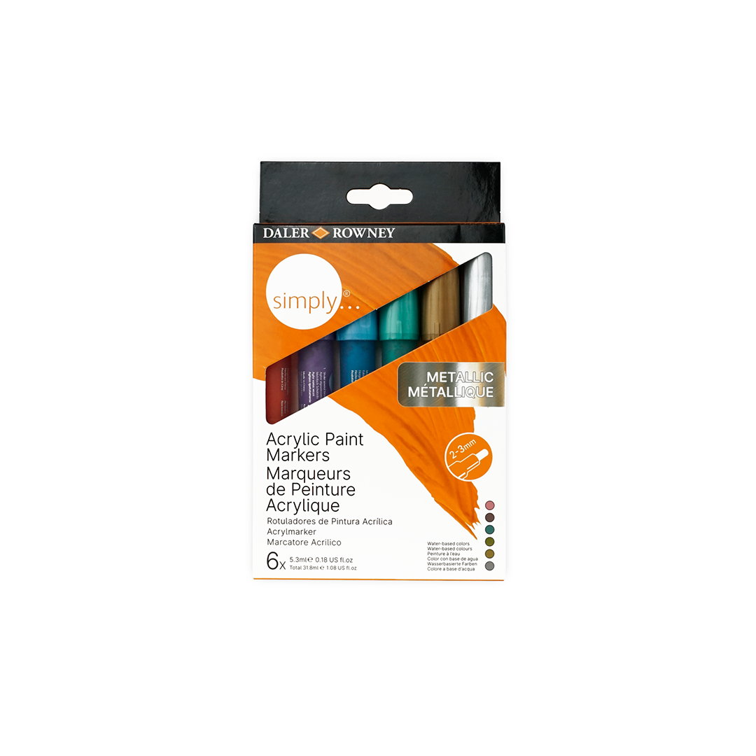 Pakiranje Daler-Rowney Simply Metallic Acrylic Paint Markers, set 6 komada