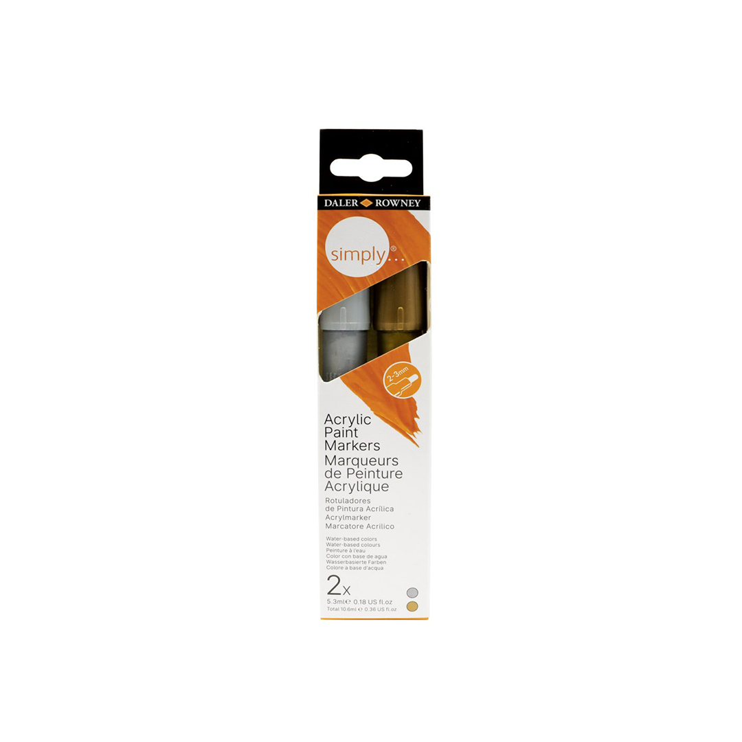 Pakiranje Daler-Rowney Simply Gold & Silver Acrylic Paint Markers, set 2 komada