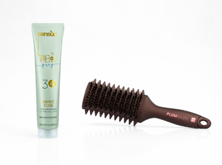 Sensus T@b>ù Prep Perfect Curl krema za kovrče 180 ml i Labor Pro Plum Brush četka za kovrčavu kosu – set za oblikovanje kovrča
