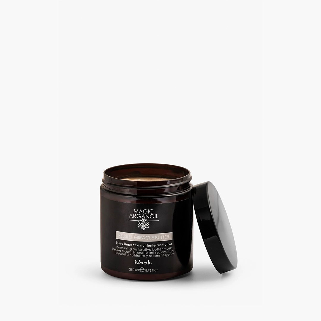 Otvorena Nook Secret Miracle Butter maska za kosu u posudici